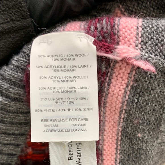 J.CREW | XXS WOMENS |  WOOL SWEATER in GREY BOLD` GEOMETRIC PATTERN 77366 - Picture 3 of 10